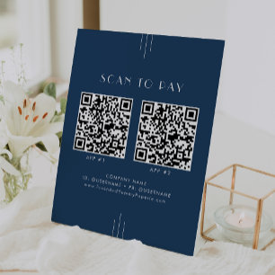 EVERLY Art Deco Navy Business 2 Apps Scan To Pay Pedestal Sign