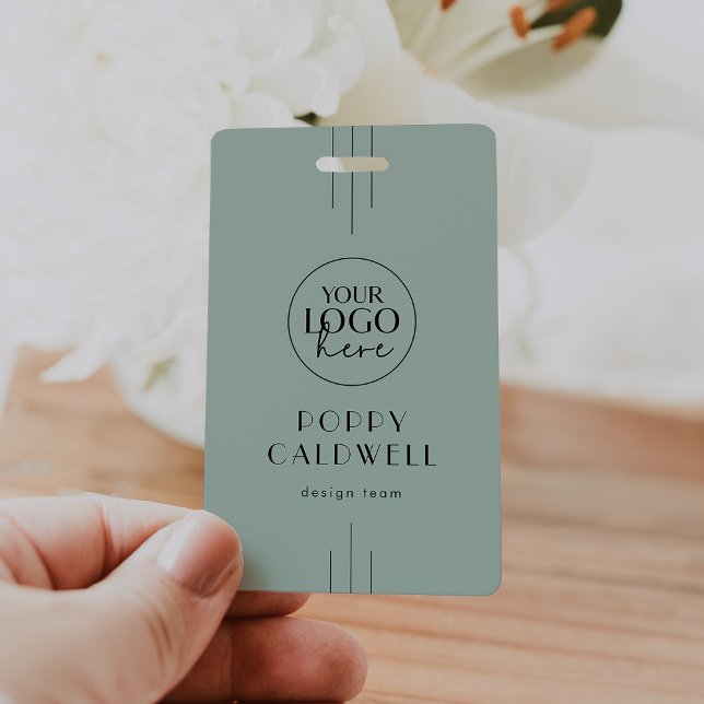 EVERLY Art Deco Sage Logo QR Code Employee ID Card Badge (EVERLY Art Deco Sage Logo QR Code Employee ID Card Badge)