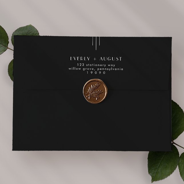 EVERLY Black Art Deco Wedding Invitation Envelope (EVERLY Black Art Deco Wedding Invitation Envelope)