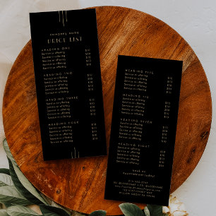 EVERLY Black Gold Double Sided Business Price List Rack Card