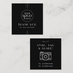 EVERLY Black Logo Social Media Share Thank You Square Business Card