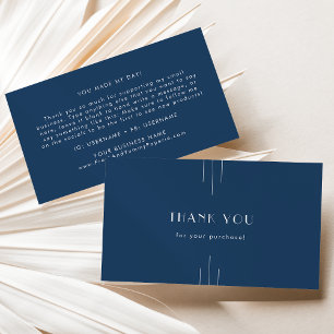 EVERLY Classic Art Deco Navy Blue Thank You Business Card
