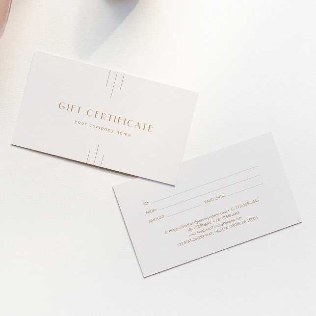 EVERLY Cream and Gold Business Gift Certificate (EVERLY Cream and Gold Business Gift Certificate)