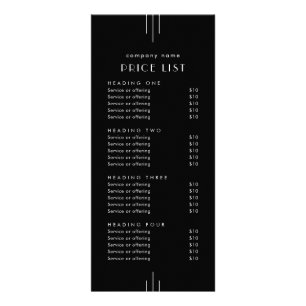 EVERLY Dark Black Double Sided Business Price List Rack Card