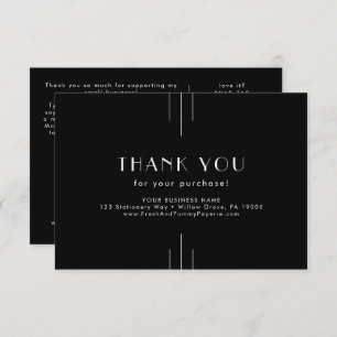 EVERLY Dark Black Small Business Thank You Order Enclosure Card