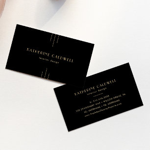 EVERLY Elegant Art Deco Black and Gold Business Card