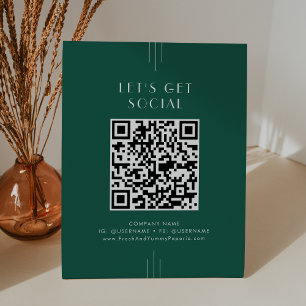 EVERLY Emerald Business Let's Get Social Media Pedestal Sign