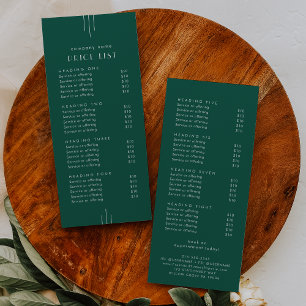 EVERLY Emerald Double Sided Business Price List Rack Card