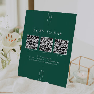 EVERLY Emerald Green Business QR Code Scan To Pay Pedestal Sign