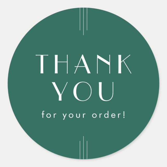 EVERLY Emerald Green Thank You For Your Order Classic Round Sticker (Front)