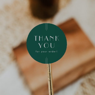 EVERLY Emerald Green Thank You For Your Order Classic Round Sticker