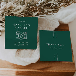 EVERLY Emerald Social Media Snap Share Thank You Square Business Card