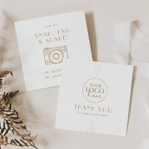 EVERLY Gold Art Deco Logo Social Media Thank You Square Business Card