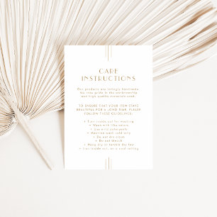 EVERLY Gold Art Deco Product Care Instructions Enclosure Card