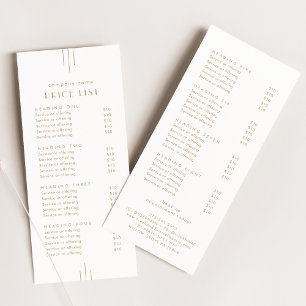 EVERLY Gold Deco Double Sided Business Price List Rack Card