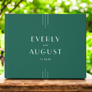 EVERLY Jewel Tone Art Deco Emerald Green Wedding Guest Book