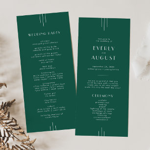 EVERLY Jewel Tone Art Deco Emerald Green Wedding Programme