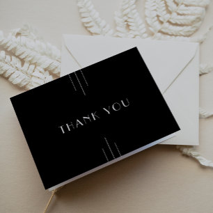 EVERLY Modern Art Deco Black and White Wedding Thank You Card