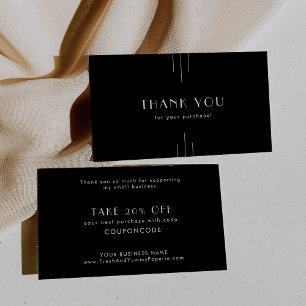 EVERLY Modern Art Deco Black Business Thank You Discount Card