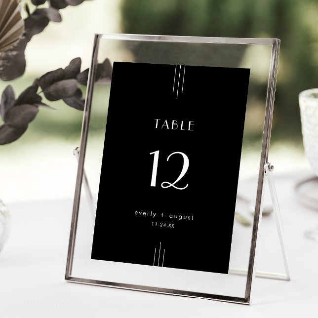 EVERLY Modern Art Deco Black Wedding Table Numbers (EVERLY Modern Art Deco Black Wedding Table Numbers)