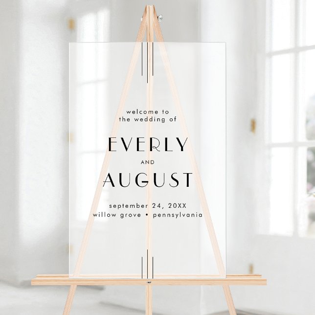 EVERLY Modern Art Deco Black Wedding Welcome Acrylic Sign (EVERLY Modern Art Deco Black Wedding Welcome Acrylic Sign)