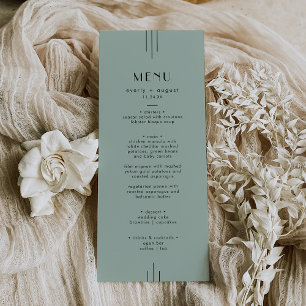 EVERLY Modern Classic Art Deco Sage Green Wedding Menu