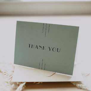 EVERLY Modern Classic Art Deco Sage Green Wedding Thank You Card