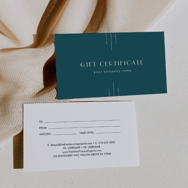EVERLY Peacock Teal Business Gift Certificate (EVERLY Peacock Teal Business Gift Certificate)