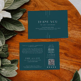 EVERLY Peacock Teal Small Business Thank You Order Enclosure Card