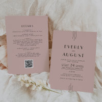 EVERLY Retro Art Deco Blush Pink QR Code Wedding