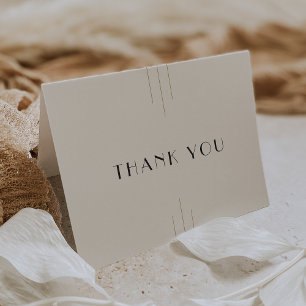 EVERLY Retro Art Deco Ivory Gold Black Wedding Thank You Card