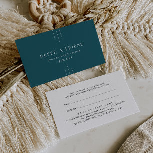 EVERLY Retro Art Deco Peacock Teal Refer A Friend Referral Card
