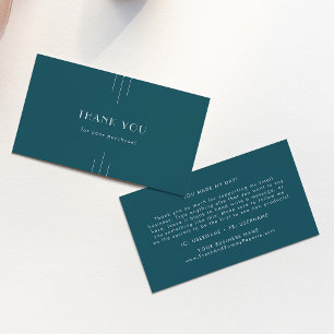 EVERLY Retro Art Deco Peacock Teal Thank You Business Card