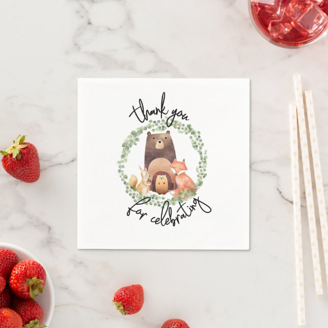EVERLY woodland Baby Shower|Watercolor|forest Napkin (Insitu)
