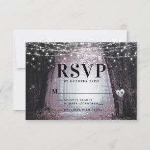 Evermore   Enchanted Fairy Forest   Mauve Wedding RSVP Card