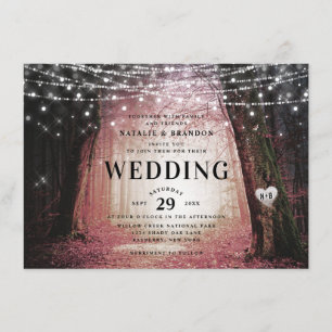 Evermore Enchanted Fairy Forest Pink Wedding Invitation