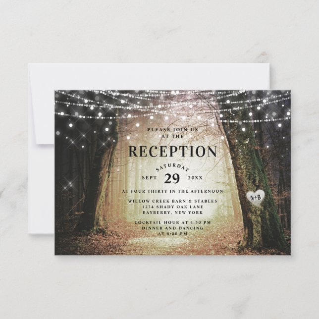 Evermore | Enchanted Forest Gold Wedding Reception Invitation (Front)