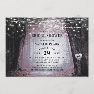 Evermore   Enchanted Forest Mauve Bridal Shower Invitation