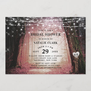Evermore Enchanted Forest Pink Bridal Shower Invitation