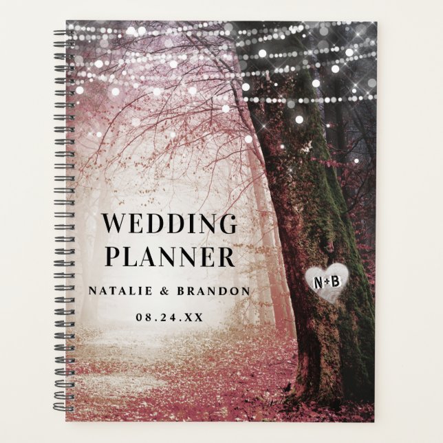 Evermore | Enchanted Forest Pink Wedding Plans Planner (Front)