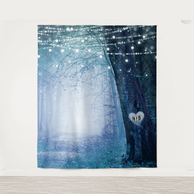 Evermore | Enchanted Forest Wedding Photo Backdrop Tapestry (Front)