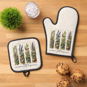 Everthing beautiful in His time botanical Oven Mitt & Pot Holder Set