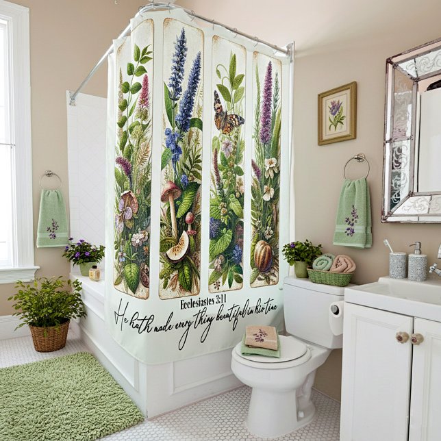 Everthing beautiful in His time botanical Shower Curtain (Creator Uploaded)