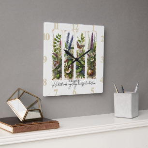 Everthing beautiful in His time botanical Square Wall Clock