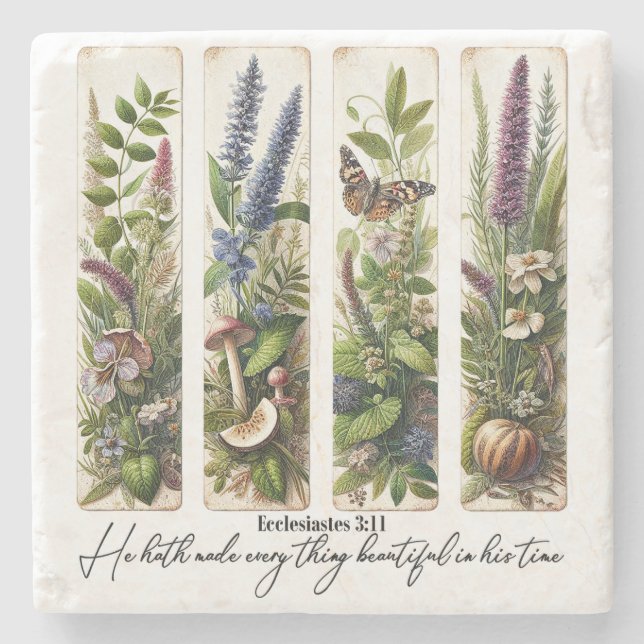 Everthing beautiful in His time botanical Stone Coaster (Front)