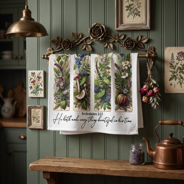 Everthing beautiful in His time botanical Tea Towel (Creator Uploaded)