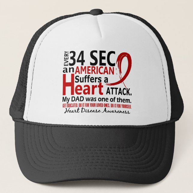 Every 34 Seconds Dad Heart Disease / Attack Trucker Hat (Front)