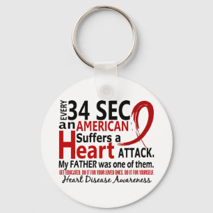 Every 34 Seconds Father Heart Disease / Attack Key Ring