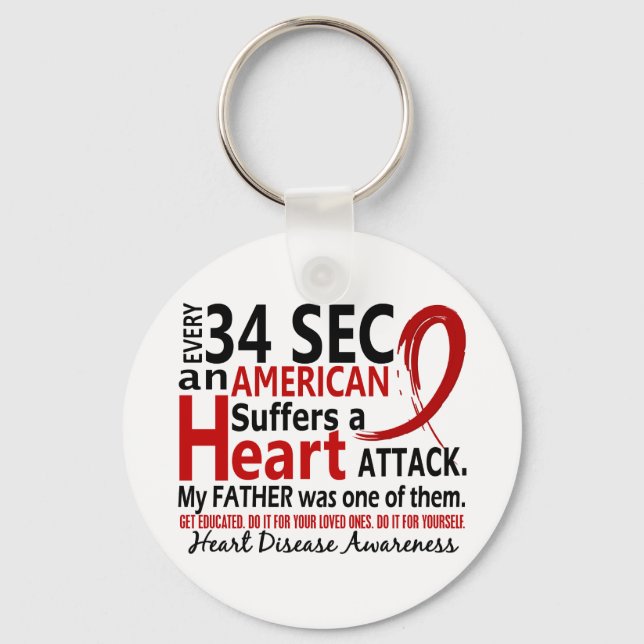 Every 34 Seconds Father Heart Disease / Attack Key Ring (Front)