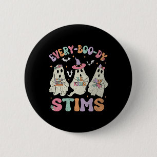 Every-boo-dy Stims Funny Autism Ghost Halloween Sp 6 Cm Round Badge